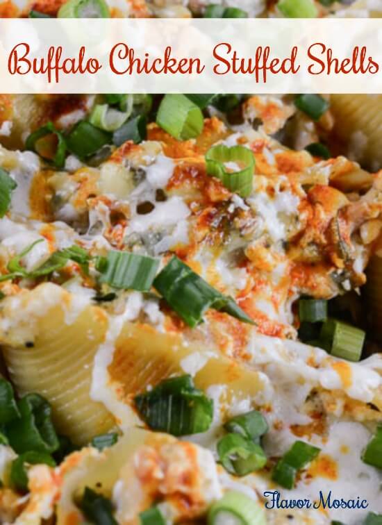 Buffalo Chicken Stuffed Shells - Flavor Mosaic