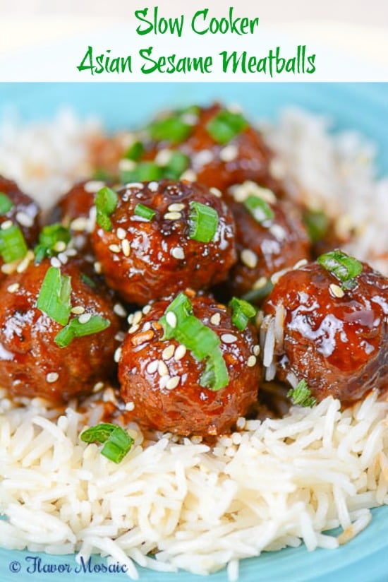 Slow Cooker Asian Sesame Meatballs - Flavor Mosaic