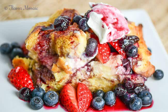 Blueberry Strawberry French Toast Casserole