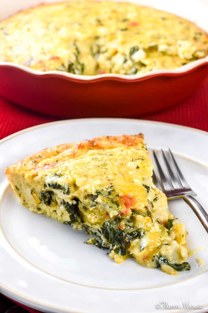 Crustless Spinach Quiche - Flavor Mosaic