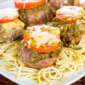 Pesto Baked Turkey Meatballs-Cheese-Stuffed