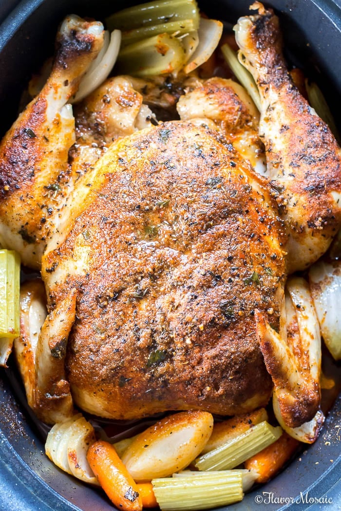 Crockpot Roast Chicken (A Rotisserie-Seasoned Whole Chicken) - Flavor ...