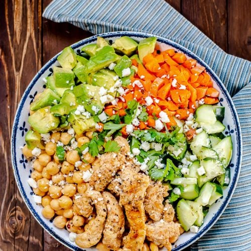 Turkey Avocado Cucumber Chickpea Salad