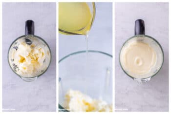 3-photo collage of how to make the Quick version of Frosted Lemonade, a copycat version of the popular Chick Fil A dessert.