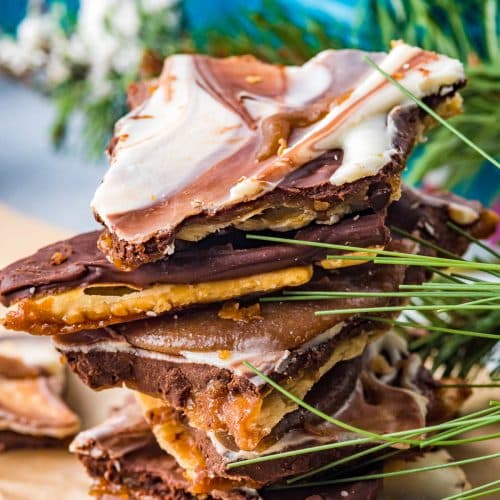 A stack of saltine cracker toffee.