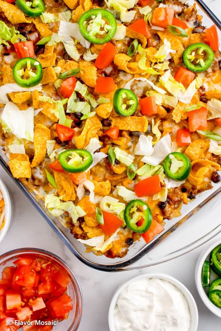 Overhead view of a portion of the Frito Taco Pie recipe.