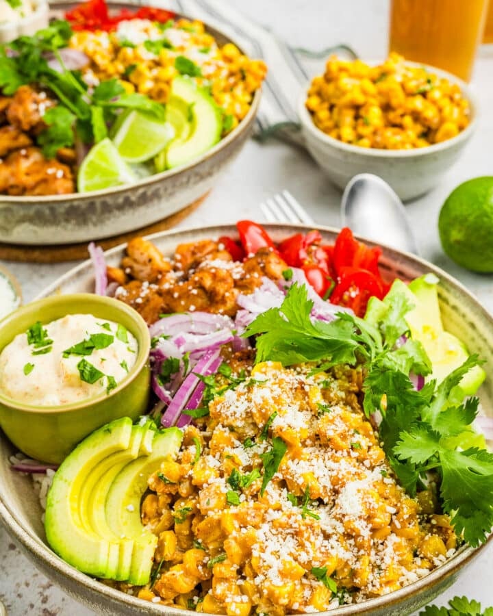 Street Corn Chicken Rice Bowl